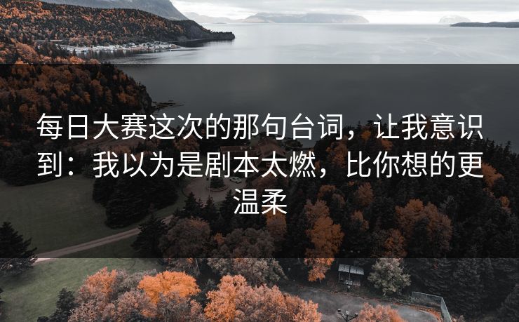 每日大赛这次的那句台词，让我意识到：我以为是剧本太燃，比你想的更温柔