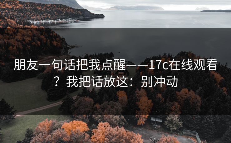 朋友一句话把我点醒——17c在线观看？我把话放这：别冲动