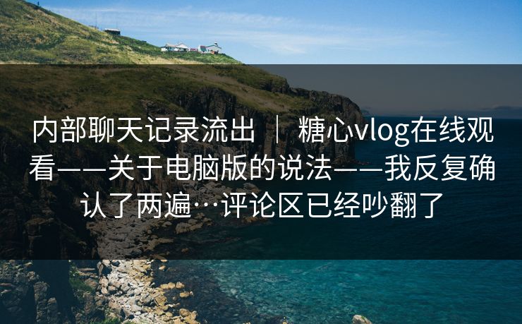 内部聊天记录流出 ｜ 糖心vlog在线观看——关于电脑版的说法——我反复确认了两遍…评论区已经吵翻了