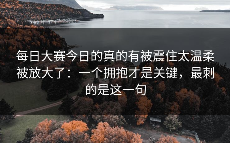 每日大赛今日的真的有被震住太温柔被放大了：一个拥抱才是关键，最刺的是这一句